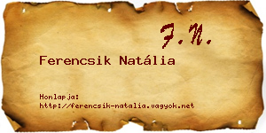 Ferencsik Natália névjegykártya